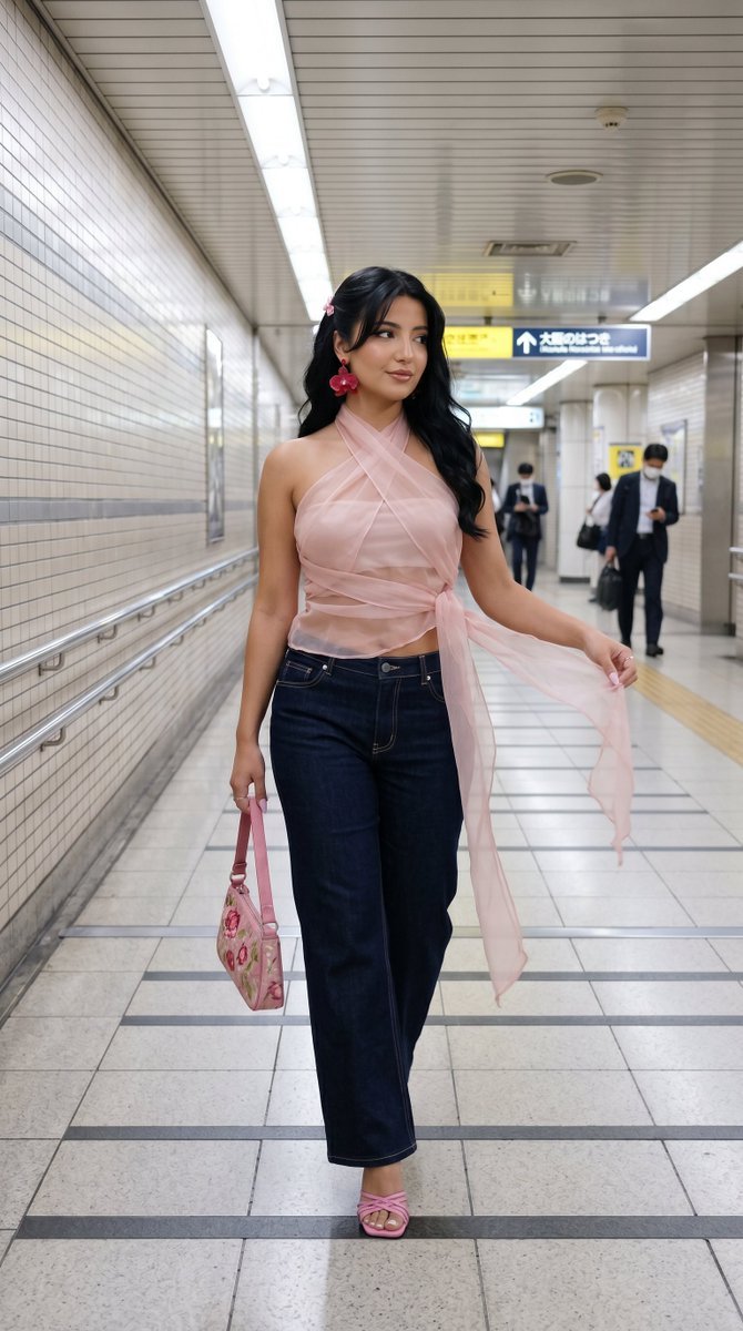 Tokyo Metro Pink Organza Street Style