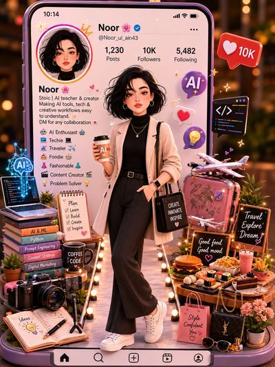 A stylish woman walks a glowing runway inside a giant smartphone