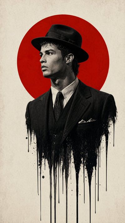 Noir Ink Dissolve Portrait with Red Halo