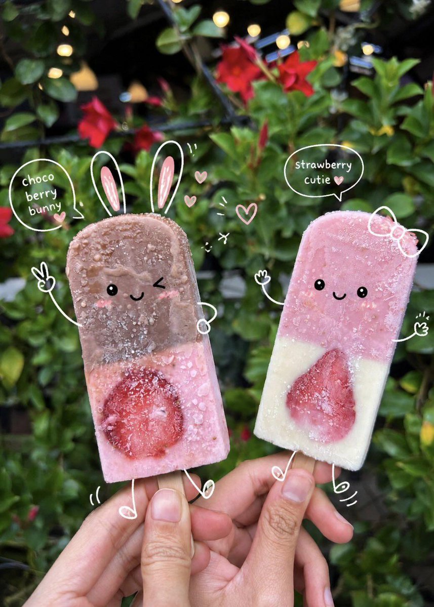 Whimsical Strawberry Popsicles in Kawaii Garden