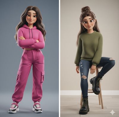 Vibrant Casual Fashion Meets 3D Animation Style