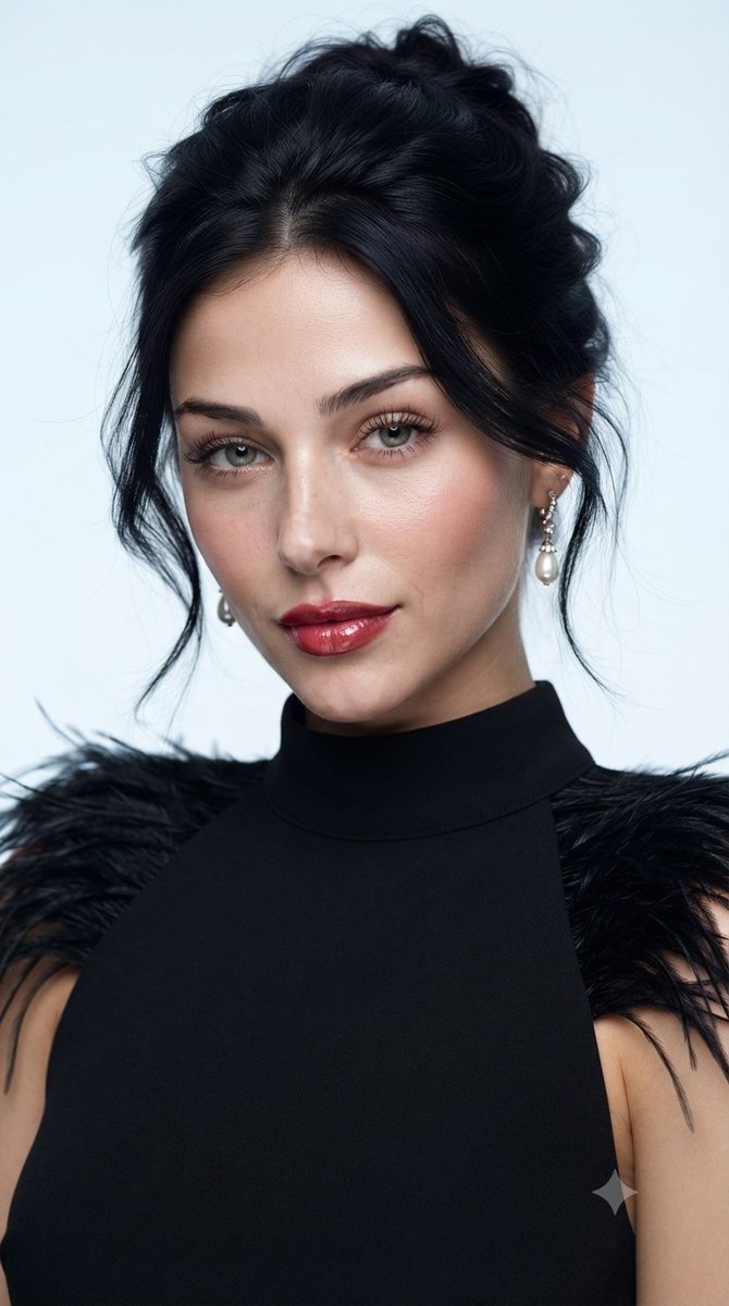 Elegant Woman With Black Feathers Poses In Studio Beauty Portrait