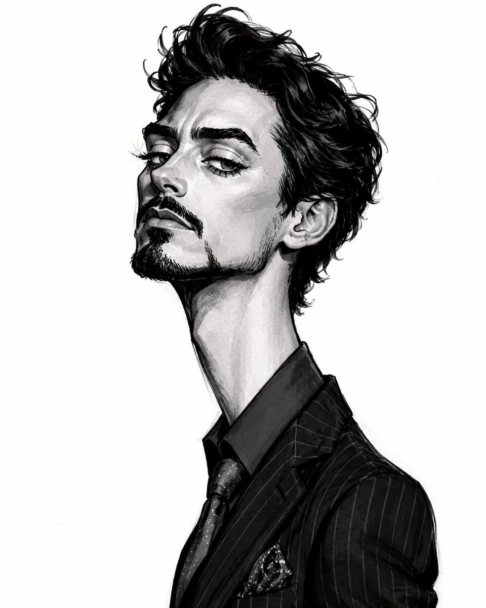 Monochrome Majesty: Elite Caricature Squad in High-Contrast Ink