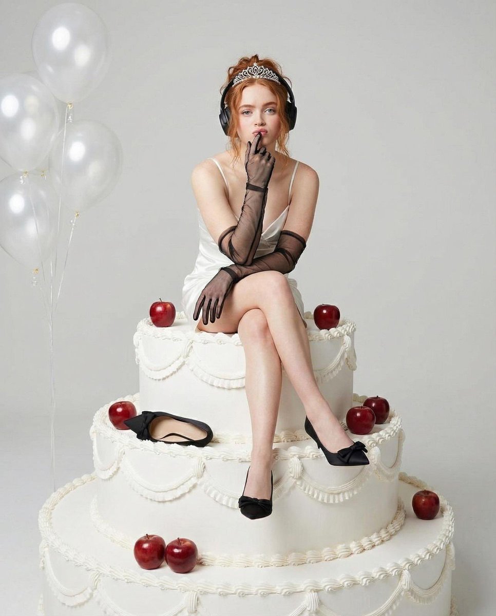 Whimsical Fashion Queen: Sadie Sink on a Cake Throne