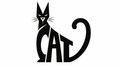 Four Animal Silhouettes Formed by Overlapping Letters in Bold Ink