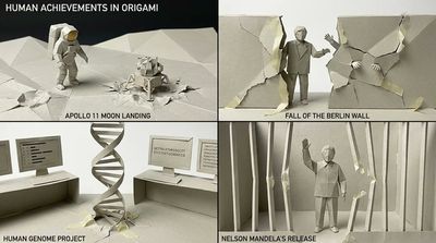 Origami Moon Landing Unfolds in Sharp Paper Creases