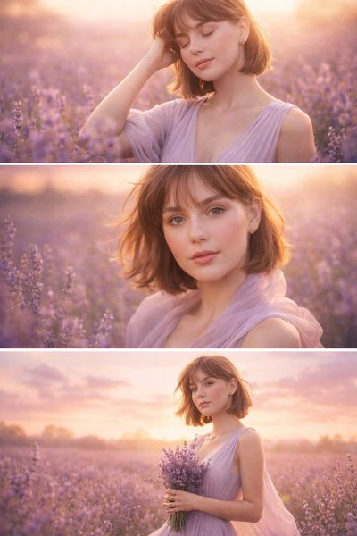 Lavender Dreamscape: A Triptych of Tranquility