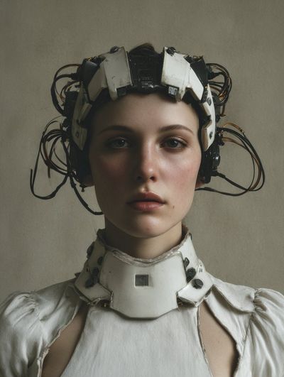 Futuristic Elegance: Cybernetic Beauty in White