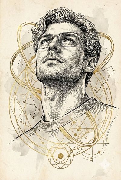 Hopeful Gaze Amid Celestial Geometry