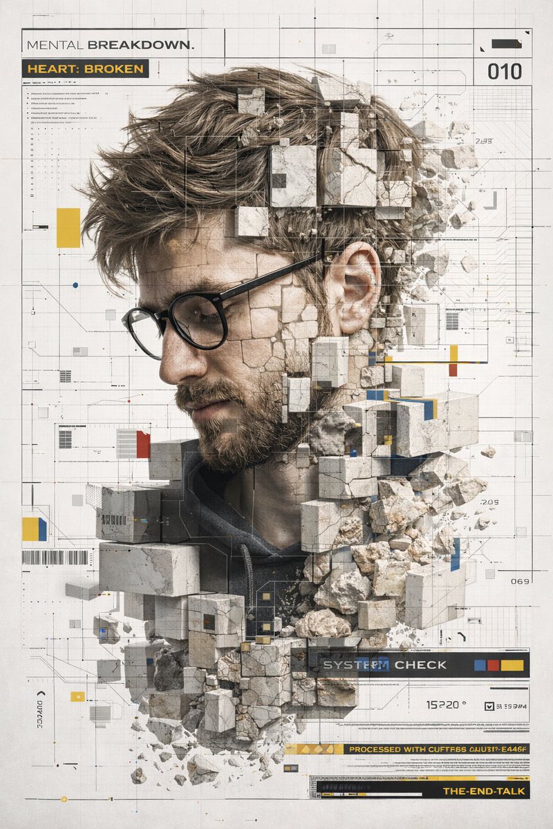 Fragmented Marble Sculpture with Digital Blueprint Overlays