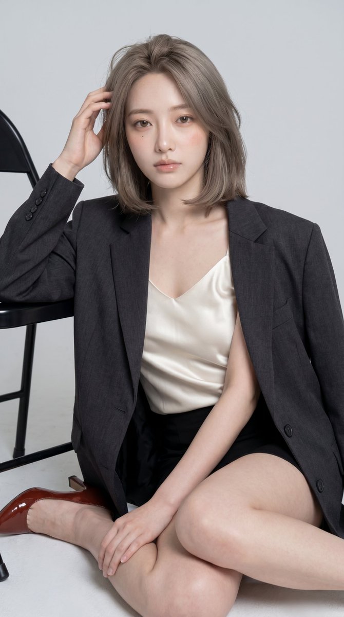 Chic East Asian Fashion Portrait in Soft Studio Setting
