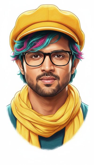 Vibrant Fashion Portrait in Hyper-Realistic Line Art
