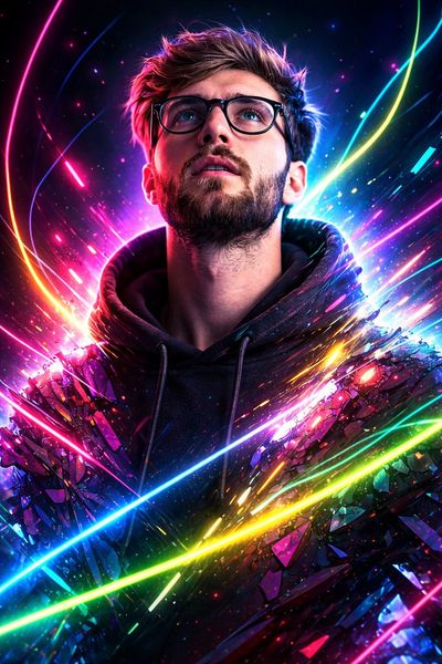Euphoric Neon Fragments: A Portrait of Energy