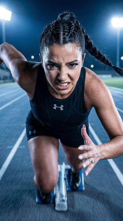 Explosive Launch: Athletic Power in Electric Blue Under Armour