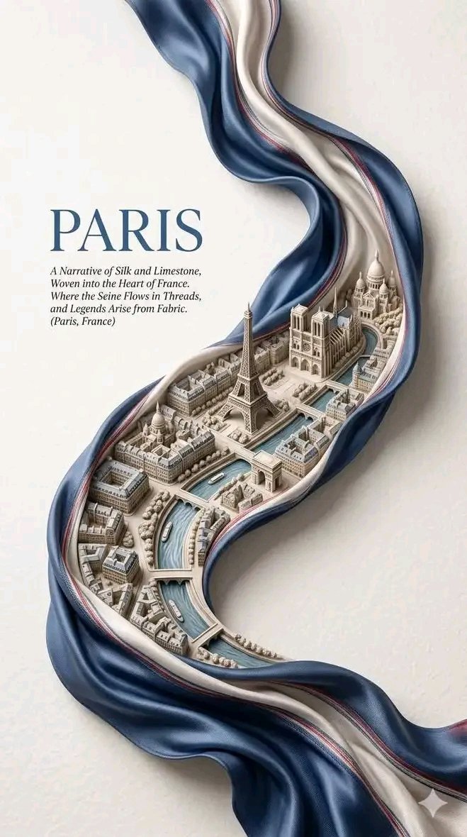 Miniature Paris Carved in Limestone Amid Silk Currents
