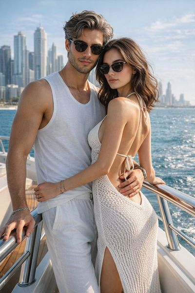Sunlit Embrace on a Luxury Yacht