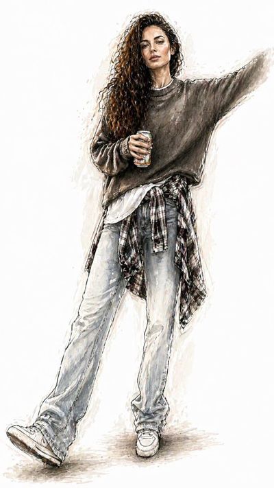 Elegant Fashion Transformation in Watercolor