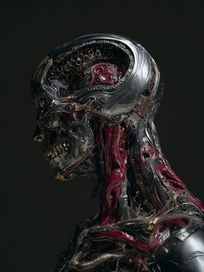 Cybernetic Skull: A Fusion of Flesh and Metal