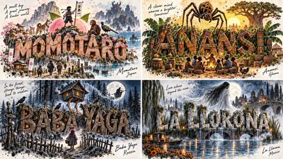 Mythic Tale Unfolds as Story Letters Form from Forest Materials