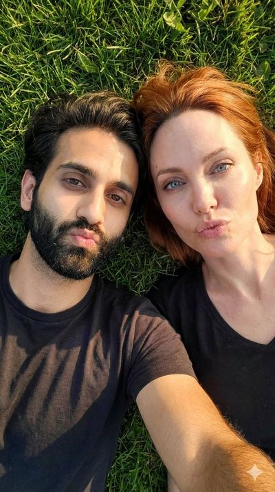 Golden Hour with Celebrities: A Playful Selfie Moment