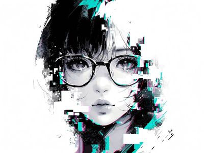 Fragmented Gaze: Cybernetic Elegance in Monochrome Portrait