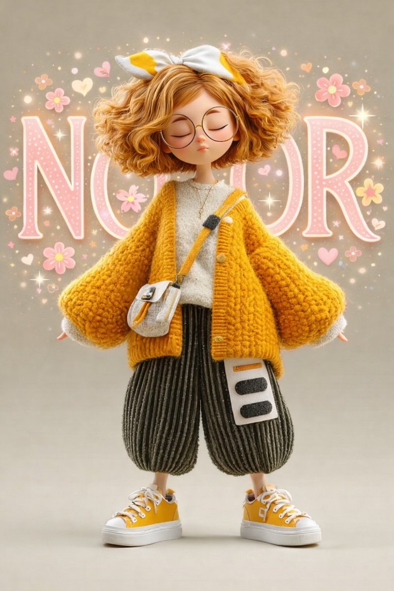 Whimsical 3D Cartoon Girl with Ginger Hair and Dreamy Vibes