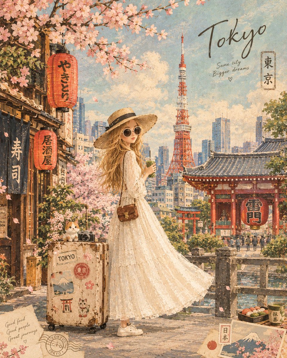 Tiny Traveler Explores a Dreamy Vintage Landmark in Watercolor