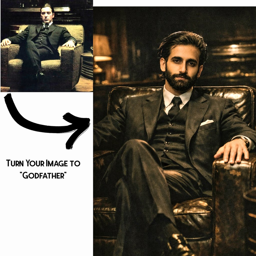 Iconic Michael Corleone Portrait in Vintage Cinematic Style