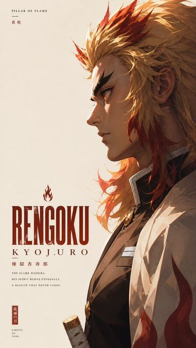 Kyojuro Rengoku Heroic Side-Profile Poster