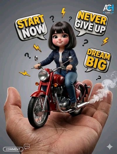 Miniature Moto Muse in a Giant Hand