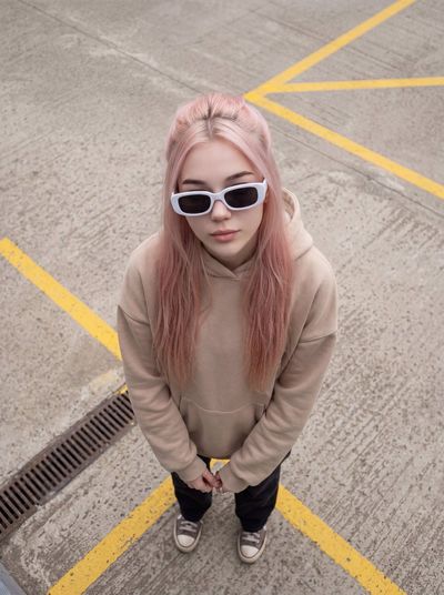 Minimalist Street Portrait Over Concrete Geometry
