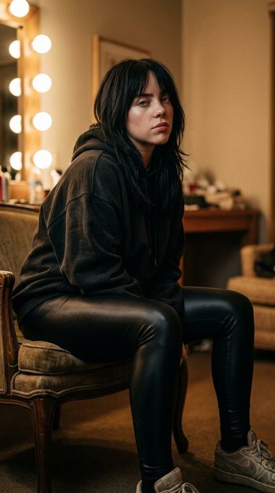 Billie Eilish holds a wrong note with quiet intensity in dim light