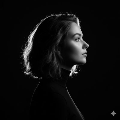 Dramatic Monochrome Side-Profile: A Study in Light and Shadow