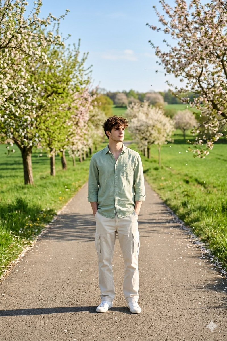 Spring Solitude on a Sunlit Countryside Road