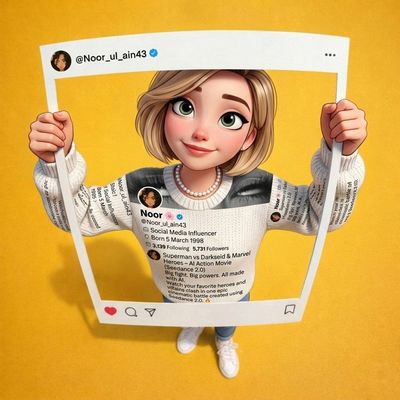 3D Character in Fisheye Lens with Instagram Frame and Patterned Jeans