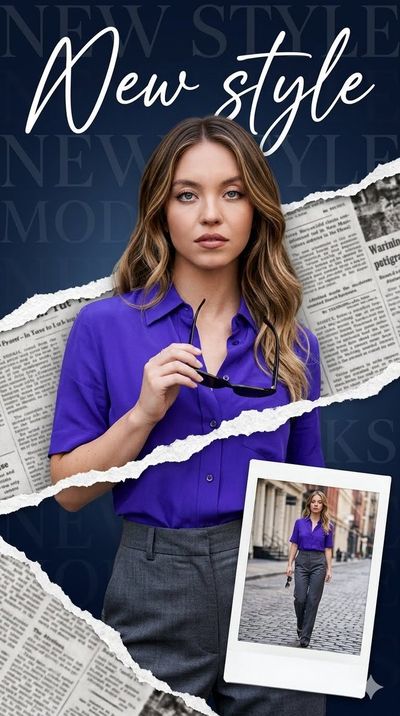 High-End Fashion Editorial Poster Featuring a Confident Portrait