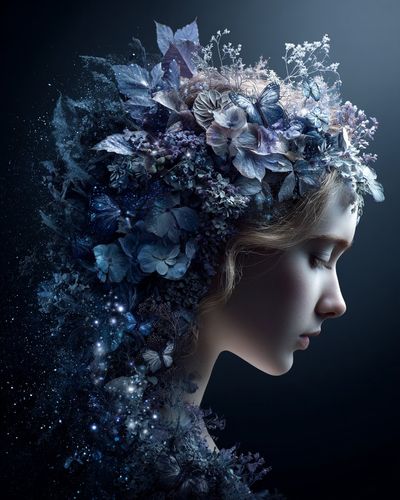 Astral Bloom: A Surreal Portrait of Celestial Beauty