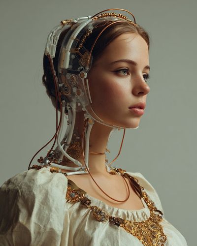 Victorian Cyborg Elegance: A Steampunk Fantasy Portrait