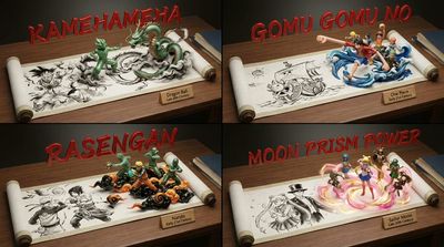 Manga heroes leap from ancient scroll in a museum diorama