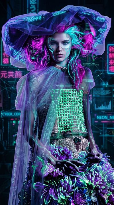 Floral Futurism: The Neon Elegance of Tomorrow