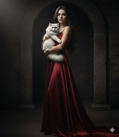 Regal Elegance in Crimson and Shadows