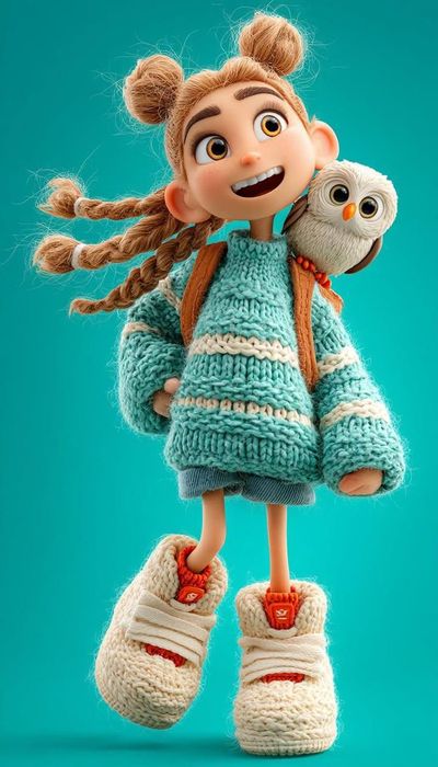 Charming 3D Fashionista in Whimsical Wonderland