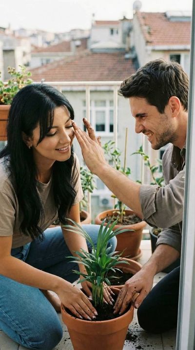 Playful Moments on a Balcony: Planting Together