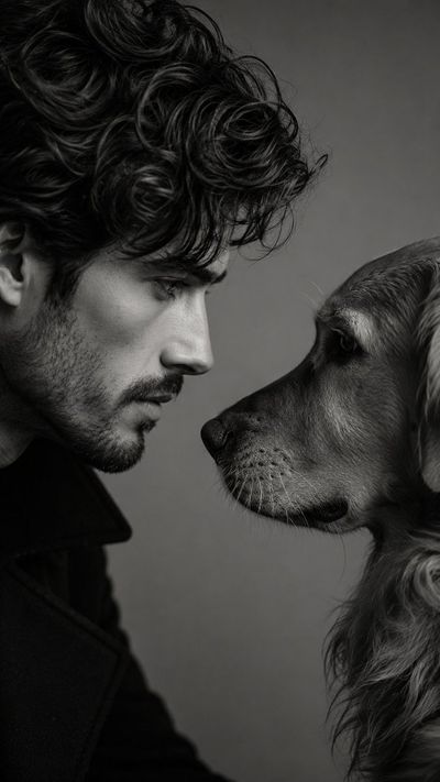 A quiet forehead-to-forehead portrait with my dog