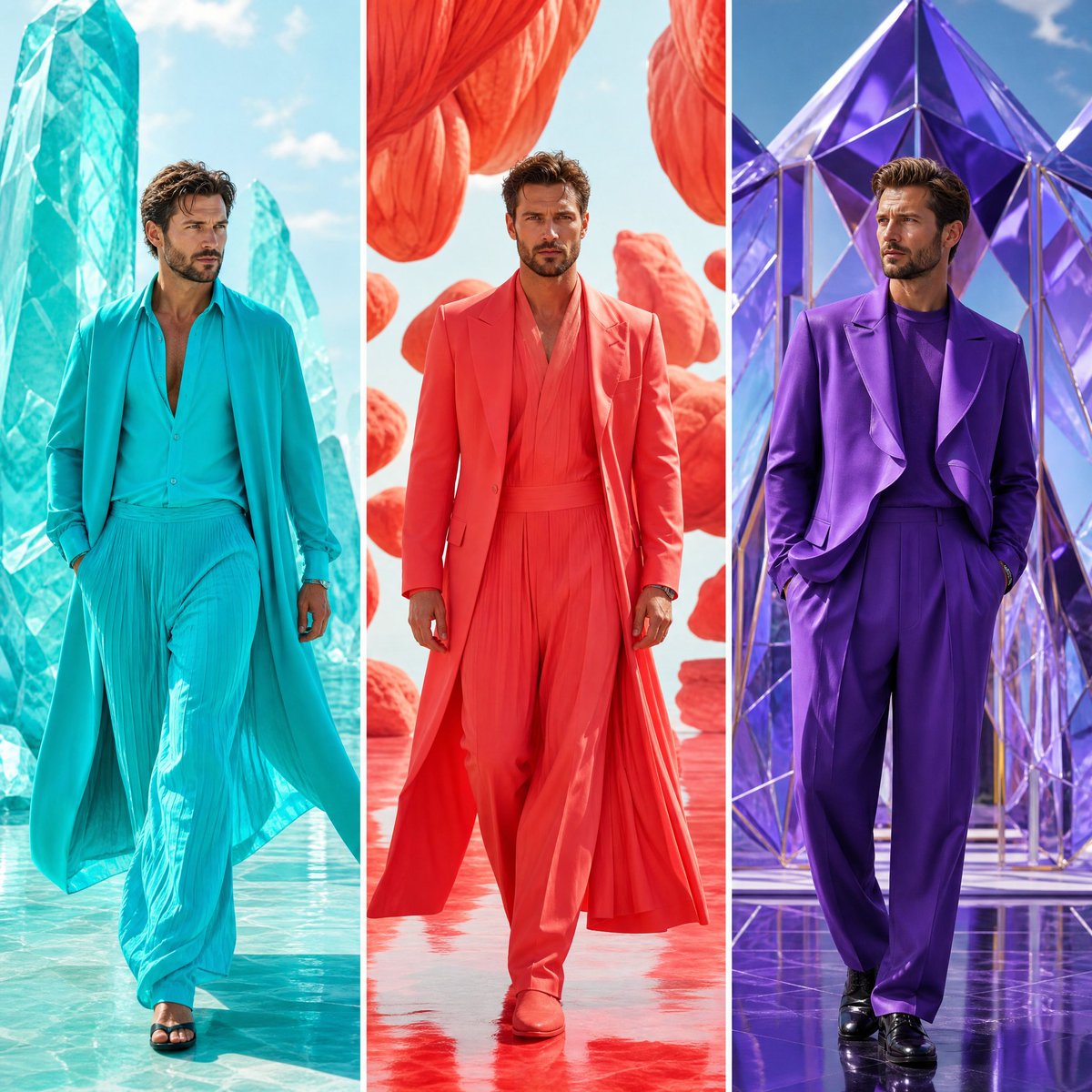 Stylish Hollywood Male in Vibrant Luxury Fashion Editorial Collage