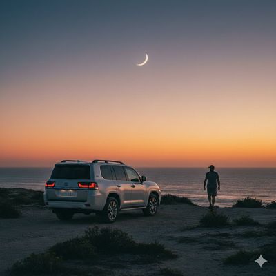 Twilight Coastline Serenity with a Toyota Land Cruiser