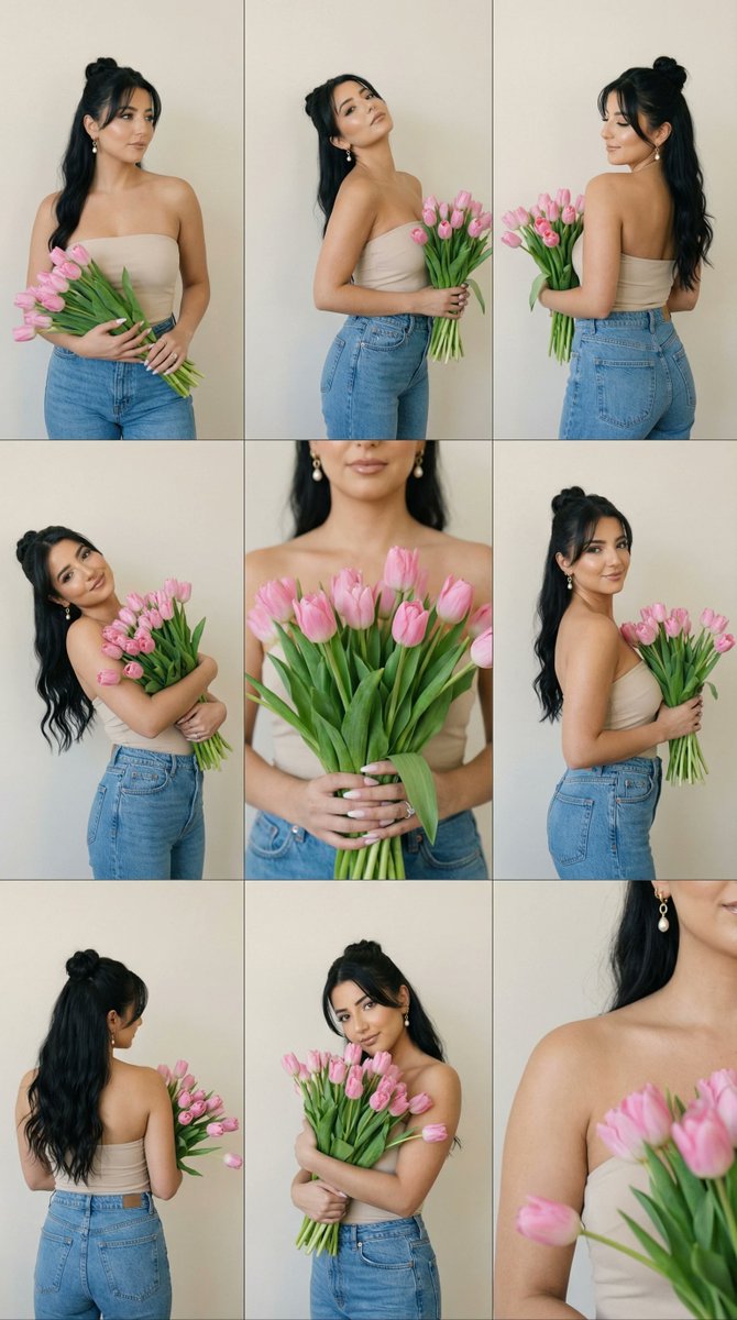 Charming Tulip Portraits in a Minimalist Grid