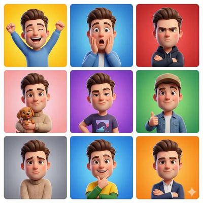 Emotions Unleashed: A 3D Character Grid