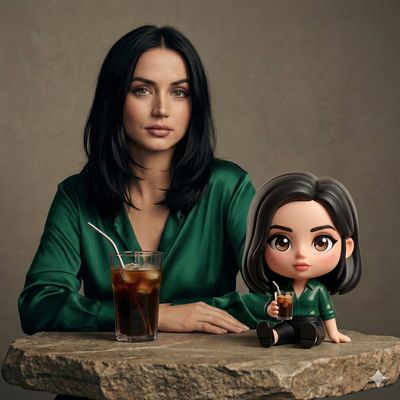Cinematic Coffee Charm: Ana de Armas in 3D Delight