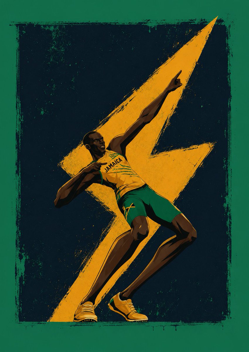 Bolt and Ronaldo strike iconic poses in retro poster